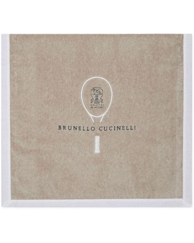 Brunello Cucinelli Asciugamano con ricamo (85cm x 44cm) - Neutro