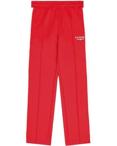 Sporty & Rich Pantalones de chándal con detalle a rayas - Rojo