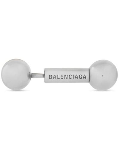 Balenciaga Sharp Bar Silver Earring - White