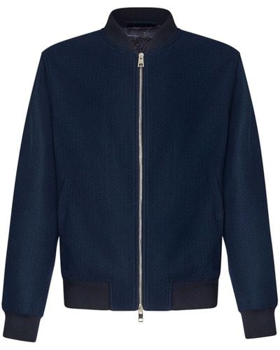 Etro Textured Cotton Bomber Jacket - Blue