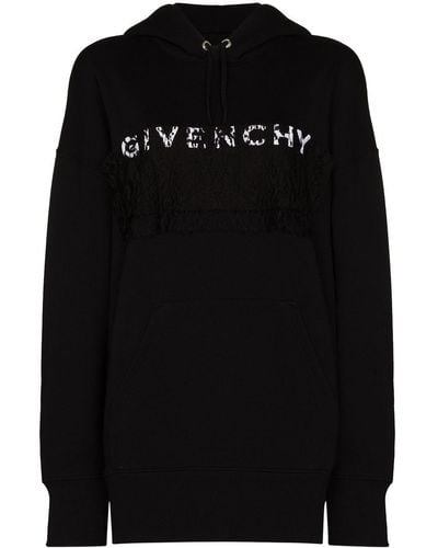 Givenchy Lace-detail Logo-print Hoodie - Black