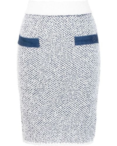 Karl Lagerfeld Denim-detailing Knitted Pencil Skirt - Blue