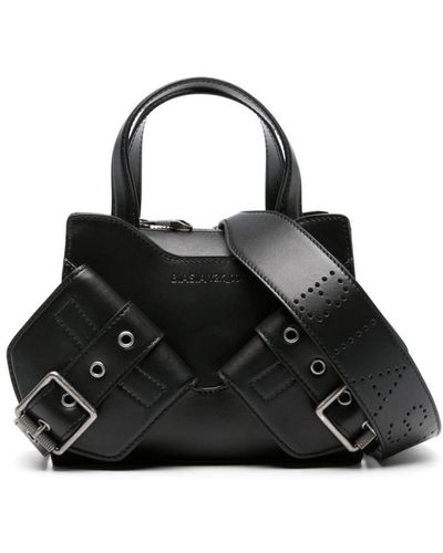 BIASIA Logo-debossed Leather Tote Bag - Black