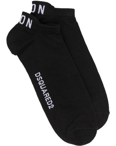 DSquared² Logo-knit Ankle Socks - Black