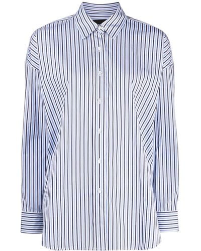 Nili Lotan Oversize Striped Cotton Shirt - Blue