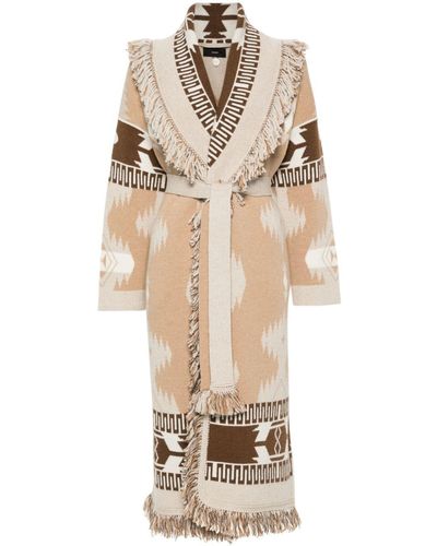 Alanui Icon-jacquard Virgin Wool Cardi-coat - Natural