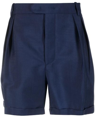 Bally Pleated Mohair-wool Blend Shorts - Blue
