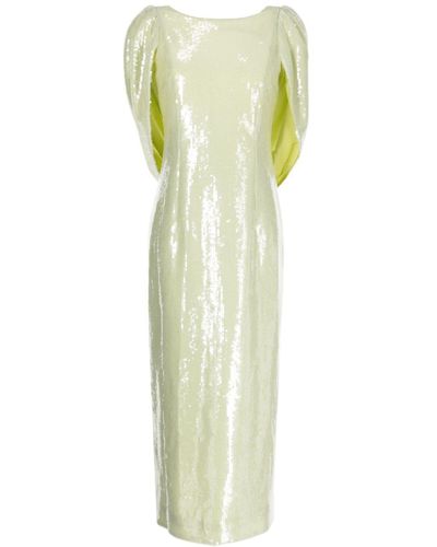 Huishan Zhang Alba Draped-panel Sequinned Dress - Green