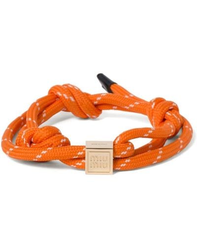 Miu Miu Pulsera de cuerda con charm del logo - Naranja