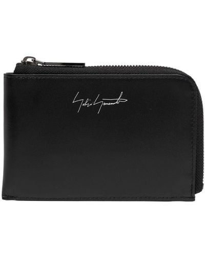Yohji Yamamoto Logo-print Leather Wallet - Black