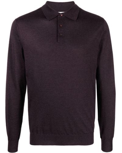 Cruciani Fine-knit long-sleeved polo shirt - Azul