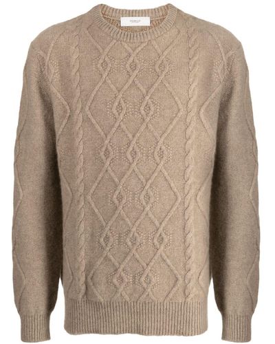 Pringle of Scotland Kaschmirpullover mit Zopfmuster - Braun