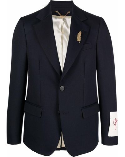 Golden Goose Single-breasted Logo-patch Blazer - Blue