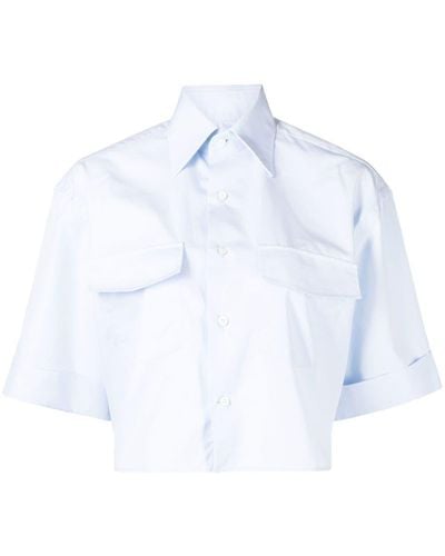 Woera Cropped-Hemd mit Brusttasche - Weiß