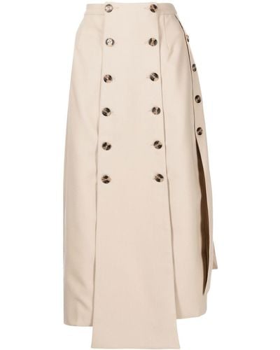 ROKH Button Detail Paneled Skirt - Brown