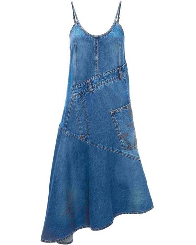 JW Anderson Robe en jean à ourlet asymétrique - Bleu