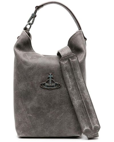 Vivienne Westwood Medium Sam Leather Tote Bag - Gray