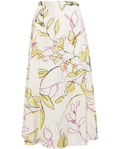 Paul Smith Ink Floral-print high-waisted skirt - Weiß