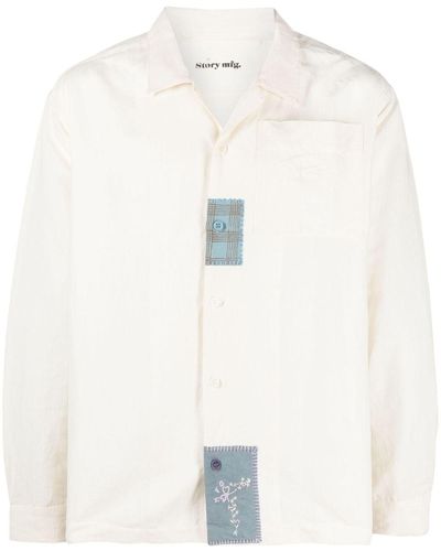 STORY mfg. Camisa con parche Greetings - Blanco