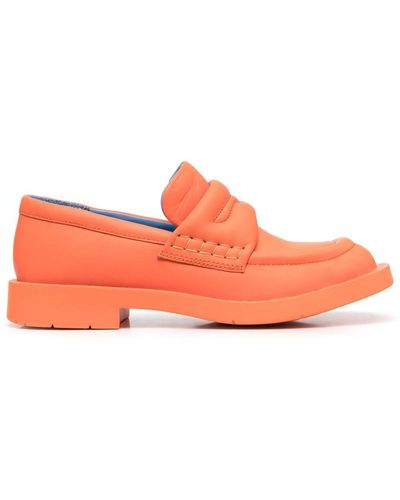 Camper Square-toe Leather Loafers - Orange