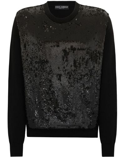 Dolce & Gabbana Sequinned Crew-neck Sweater - Black