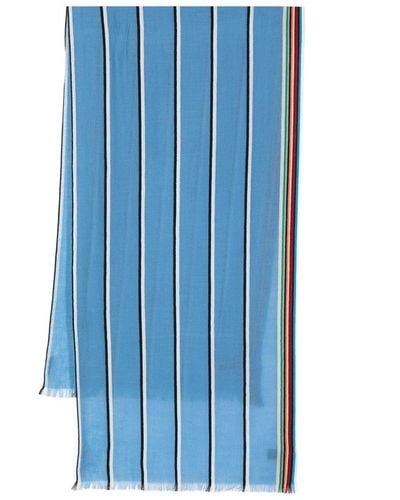 Paul Smith Artist Stripe Wool-cashmere Scarf - Blue