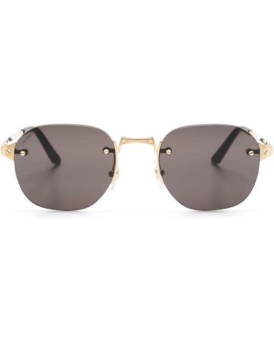 Cartier Rahmenlose Sonnenbrille mit eckigen Gläsern - Grau