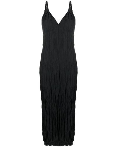 Totême Crinkled Silk Midi Dress - Black