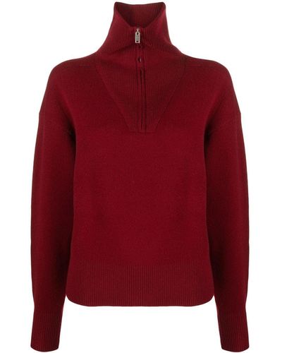 Isabel Marant Half-zip Merino-blend Sweater - Red