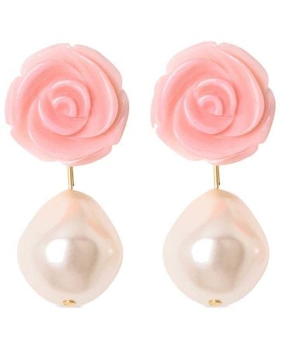 Jennifer Behr Telma Floral Drop Earrings - Pink