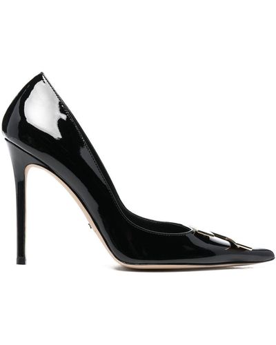 Elisabetta Franchi 110mm Stiletto Leather Court Shoes - Black