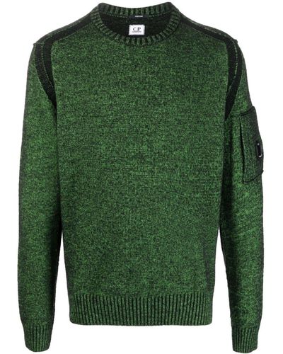 C.P. Company Lens-detail Ribbed Sweater - Green