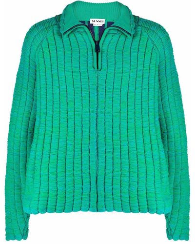 Sunnei Pullover mit kurzem Reißverschluss - Grün