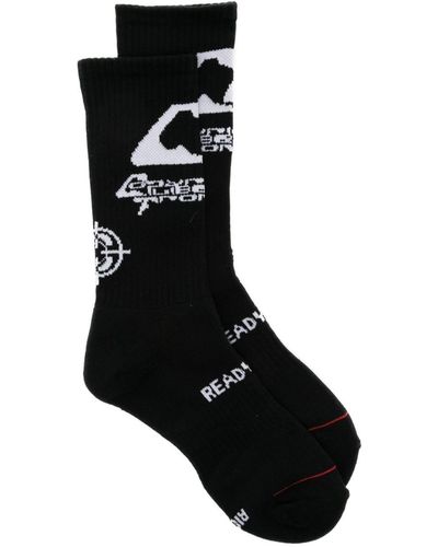 READYMADE Logo Intarsia-knit Ribbed Socks - Black