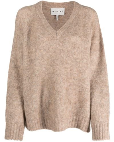 Munthe Larussa V-neck Brushed Sweater - Natural