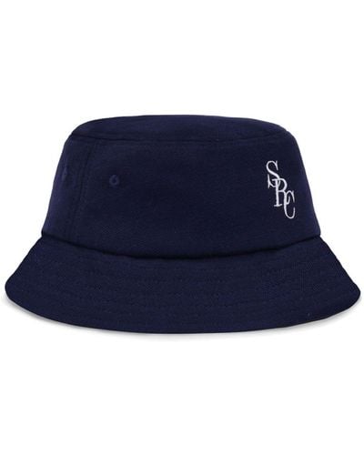 Sporty & Rich Embroidered Bucket Hat - Blue