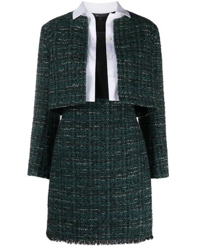 Maje 2-in-2 Tweed-Minikleid - Grün
