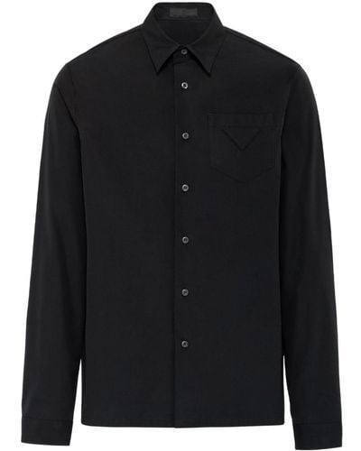 Prada Camisa con logo triangular - Negro