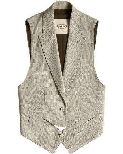 Tod's Belted Wool-blend Waistcoat - Natural