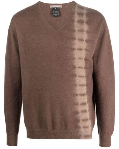 Suzusan Tie-dye V-neck Cashmere Sweater - Brown