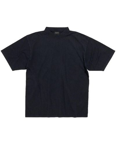 Balenciaga Logo-Print Cotton T-Shirt - Blue