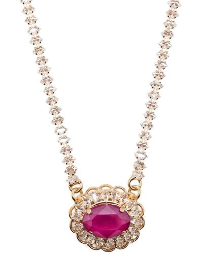 Anton Heunis Gold-plated Crystal Pendant Necklace - Pink