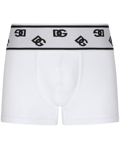 Dolce & Gabbana Katoenen Boxershorts Met Dg-logo - Wit