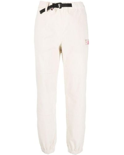 3 MONCLER GRENOBLE Pantalon de jogging ceinturée à patch logo - Blanc