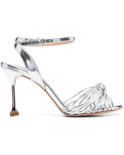 SCHUTZ SHOES 95mm Knot-detail Metallic-effect Sandals - White