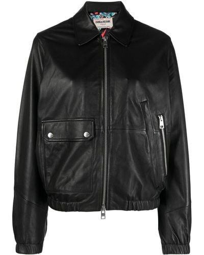 Zadig & Voltaire Zip-up Leather Jacket - Black