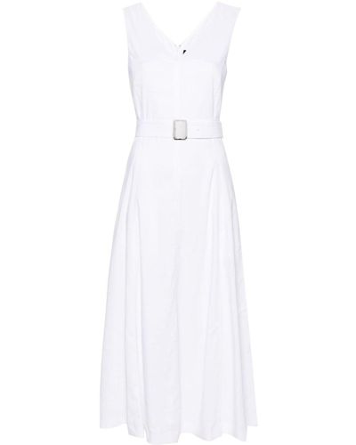 Theory Robe mi-longue évasée à taille ceinturée - Blanc