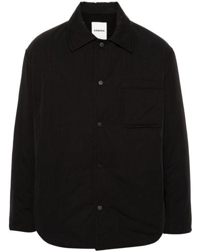 Sandro Padded Cotton-blend Shirt Jacket - Black