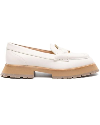 Moncler Bell Leather Loafers - Natural