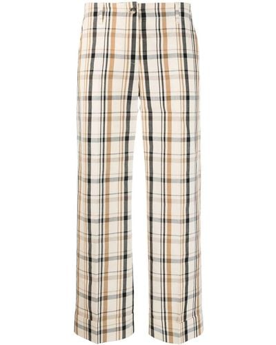 Alberto Biani Plaid-check Pattern Cropped Trousers - Natural